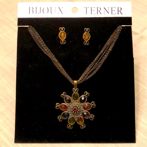 VINTAGE BIJOUX TERNER NECKLACE & EARRINGS NICKEL LEAD & CADMIUM FREE - # 542 - Picture 6 of 12